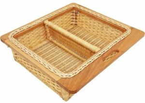 Wooden Frame Wicker Partition Basket