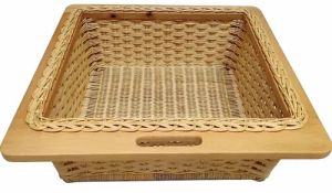 Wooden Frame Wicker Utility Basket