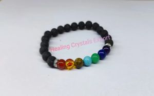 7 Chakra Lava Stone Beaded Stretch Bracelet