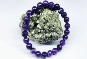 Amethyst Polished Beaded Stretch Bracelet
