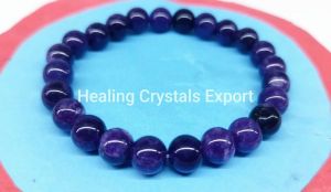 Amethyst Polished Beaded Stretch Bracelet