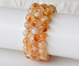 Citrine Golden Beaded Stretch Bracelet