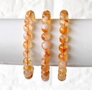 Citrine Golden Beaded Stretch Bracelet