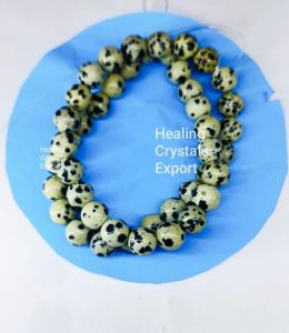Dalmatian Jasper Spotted Beaded Stretch Bracelet
