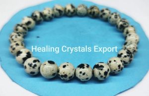 Dalmatian Jasper Spotted Beaded Stretch Bracelet