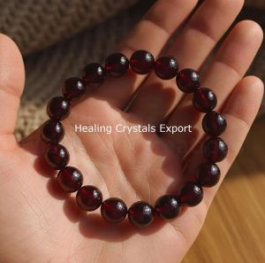 Garnet Deep Red Beaded Stretch Bracelet