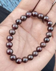 Garnet Deep Red Beaded Stretch Bracelet