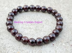 Garnet Deep Red Beaded Stretch Bracelet