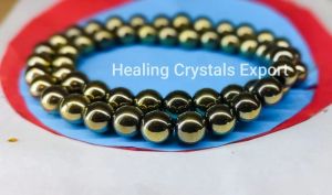 Golden Hematite Metallic Beaded Stretch Bracelet