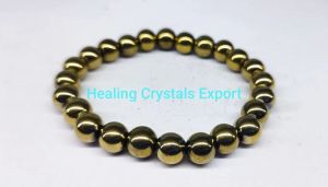 Golden Hematite Metallic Beaded Stretch Bracelet