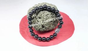 Hematite Beaded Stretch Bracelet with Buddha Head Charm