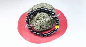 Hematite Beaded Stretch Bracelet with Evil Eye Charm