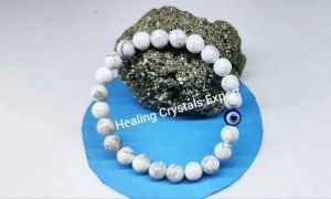 Howlite Evil Eye Beaded Crystal Bracelet