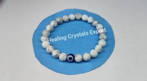 Howlite Evil Eye Beaded Crystal Bracelet