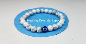 Howlite Evil Eye Beaded Crystal Bracelet