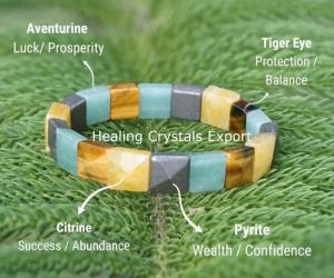 Money Magnet Pyramid Multistone Stretch Bracelet