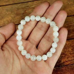Moonstone Polished Beaded Stretch Bracelet