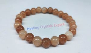Peach Moonstone Polished Beaded Stretch Bracelet