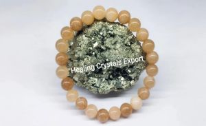 Peach Moonstone Polished Beaded Stretch Bracelet