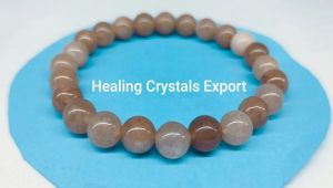 Peach Moonstone Polished Beaded Stretch Bracelet