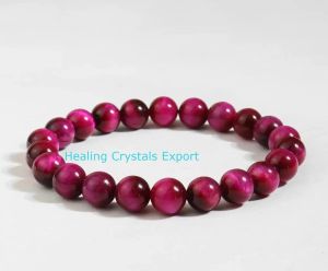 Pink Tiger Eye Beaded Bracelet