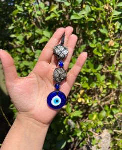 Pyrite Cluster Evil Eye Hanging Decor