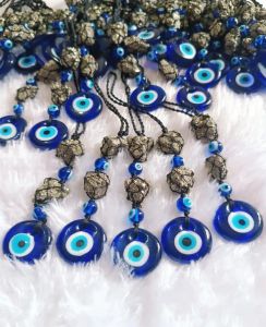 Pyrite Cluster Evil Eye Hanging Decor