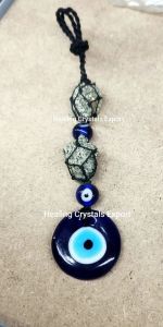 Pyrite Cluster Evil Eye Hanging Decor