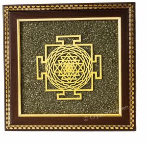 Pyrite Shree Yantra Gold Plated Frame