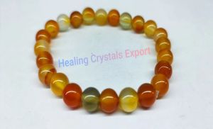 Red Carnelian Polished Beaded Stretch Bracelet