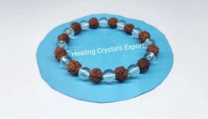 Rudraksha Clear Quartz Beaded Stretch Bracelet