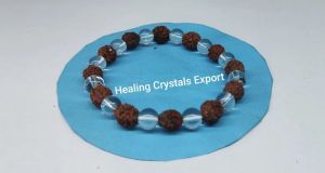 Rudraksha Clear Quartz Beaded Stretch Bracelet