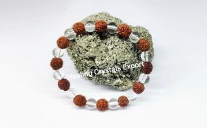 Rudraksha Clear Quartz Beaded Stretch Bracelet