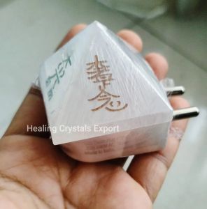 Selenite Pyramid LED Plug in Crystal Lamp
