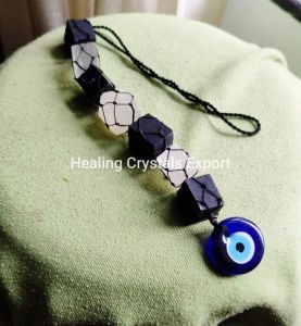 selenite tourmaline evil eye protection hanging decoration