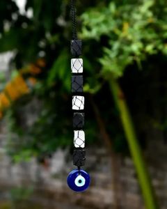 selenite tourmaline evil eye protection hanging decoration