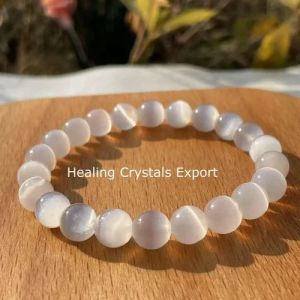 Selenite Translucent Beaded Stretch Bracelet