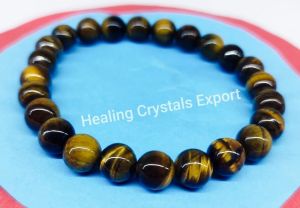 Tiger Eye Polished Beaded Elastic Bracelet