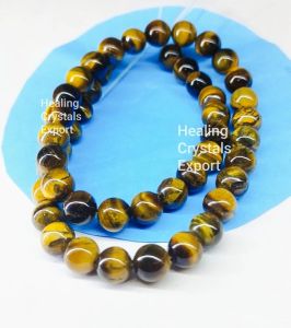 Tiger Eye Polished Beaded Elastic Bracelet
