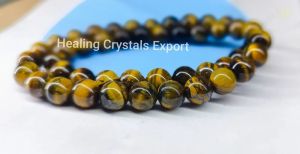 Tiger Eye Polished Beaded Elastic Bracelet