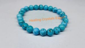 Turquoise Polished Beaded Stretch Bracelet