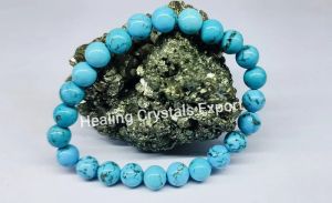 Turquoise Polished Beaded Stretch Bracelet