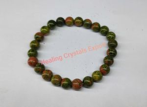 Unakite Mixed Tone Beaded Stretch Bracelet