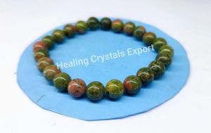 Unakite Mixed Tone Beaded Stretch Bracelet