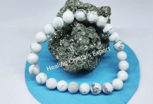 White Howlite Beaded Elastic Healing Bracelet