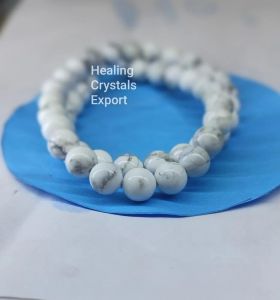 White Howlite Beaded Elastic Healing Bracelet