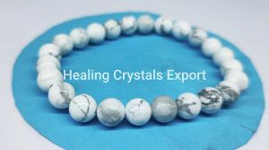 White Howlite Beaded Elastic Healing Bracelet