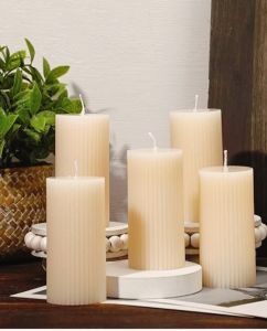 Ribbed Pillar Premium Scented Candle