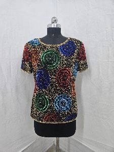 Women Silk Beaded Top