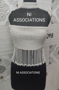 White Pearl Embroidered Crop Top